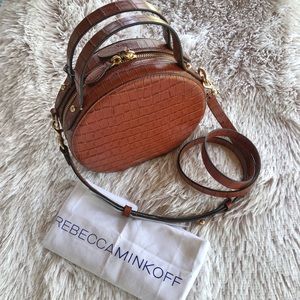 Rebecca Minkoff Jody Croc Leather Circle Crossbody